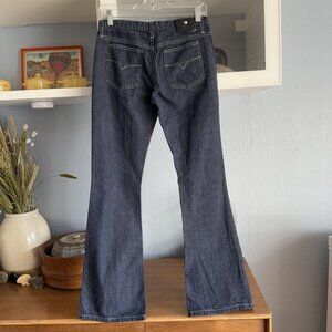 Versace Jeans Couture Vintage 90s Navy Blue Striped Jeans Flare Size 27